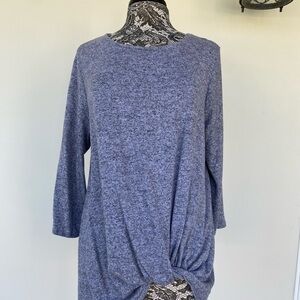 Casual Blue Twist Hem Top